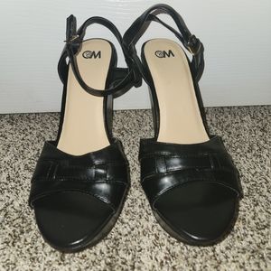 Black wedge platform sandals